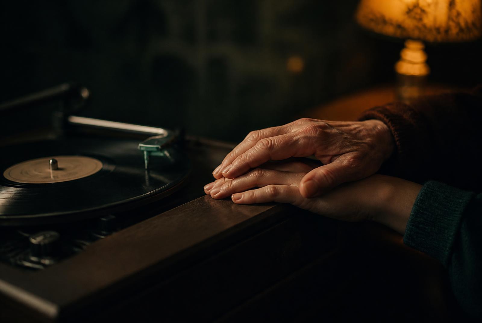 A song someone still knows, played in a room where words have gone quiet.